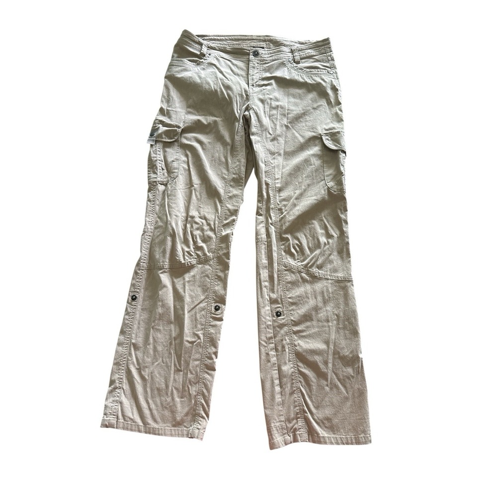 Kuhl Legendary Roll Up Cargo Pants Women's 14 Beige Straight Leg Hiking Outdoor